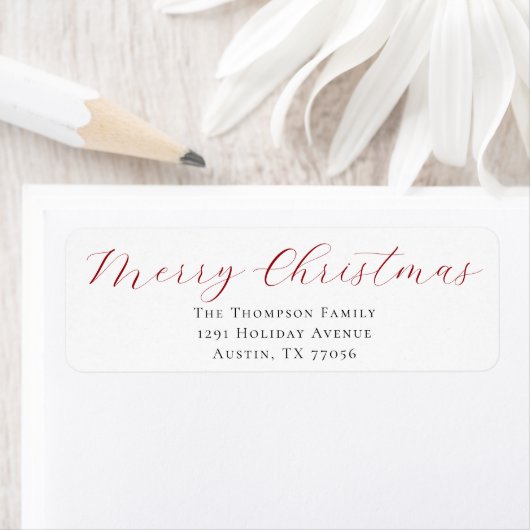 Berry Red Merry Christmas Return Address Label (Insitu)