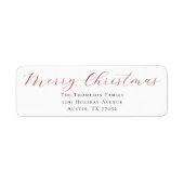 Berry Red Merry Christmas Return Address Label (Voorkant)