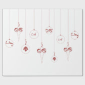 Berry Red Monogram Bauble Ornamenten Kerst Cadeaupapier (Vlak)