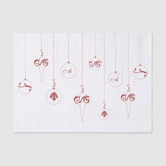 Berry Red Monogram Bauble Ornamenten Kerst Tissuepapier (Voorkant)