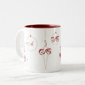 Berry Red Monogram Bauble-Ornamenten Tweekleurige Koffiemok (Voorkant links)