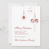 Berry Red Monogram Kerst Bauble Foto Feestdagenkaart (Voorkant)