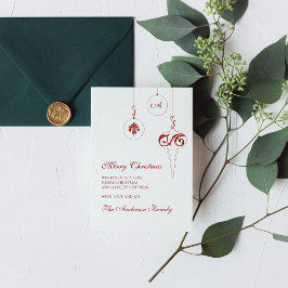 Berry Red Monogram Kerst Bauble Foto Feestdagenkaart