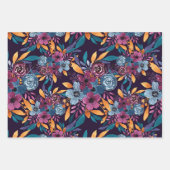 Berry Red Navy Mustard Waterverf Flowers Art Inpakpapier Vel (Voorkant 3)