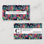 Berry Red Navy Mustard Waterverf Flowers Art Visitekaartje (Voorkant / Achterkant)