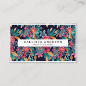 Berry Red Navy Mustard Waterverf Flowers Art Visitekaartje (Voorkant)