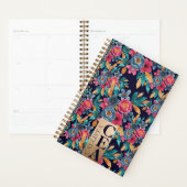 Berry Red Navy Mustard Waterverf Flowers Monogram Planner (Display)