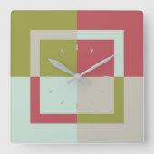 Berry Red Olive Green Lake Blue Pebble Gray Vierkante Klok (Voorkant)