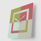 Berry Red Olive Green Lake Blue Pebble Gray Vierkante Klok (Hoek)