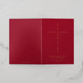 Berry Red Scripture Cross Kerstmis / Vakantie Folie Wenskaart (Buiten Laag)