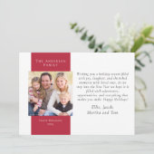 Berry Red Simple 2-Photo Feestdagenkaart (Staand voorkant)