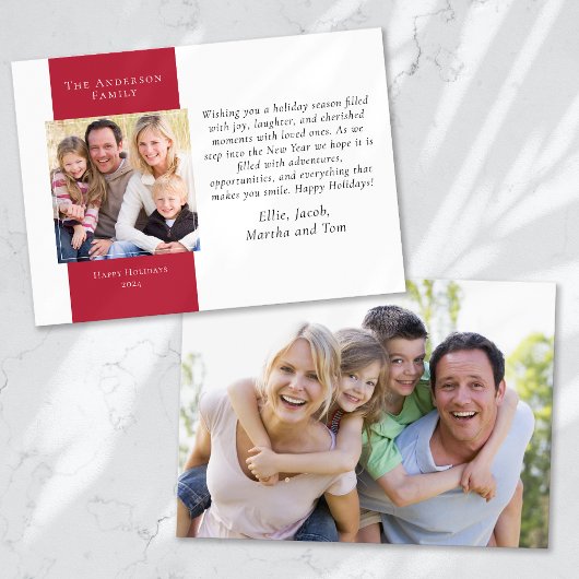 Berry Red Simple 2-Photo Feestdagenkaart