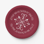 Berry Red Snowflake Paper Borden Papieren Bordje (Voorkant)