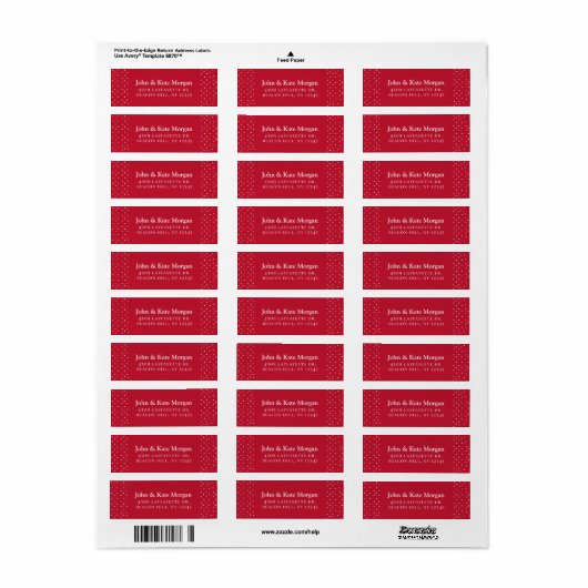 Berry Red Snowy Lijst Return Address Label (Full Sheet)