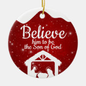 Berry Red Sparkle Winter Wonderland Worship ⛪️ 🎄 Keramisch Ornament (Voorkant)