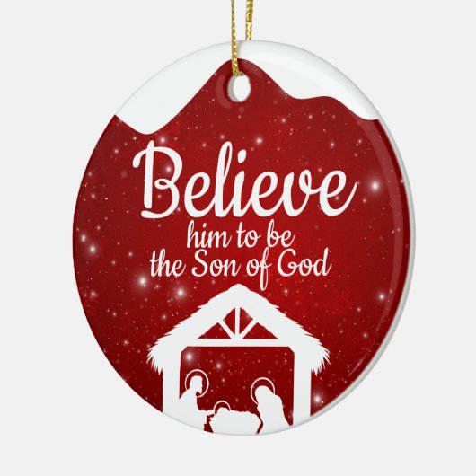 Berry Red Sparkle Winter Wonderland Worship ⛪️ 🎄 Keramisch Ornament (Links)