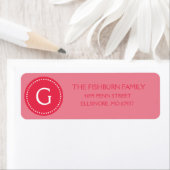 Berry roze gedempt monogram op maat monogram etiket (Insitu)