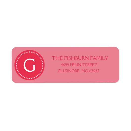 Berry roze gedempt monogram op maat monogram etiket (Voorkant)