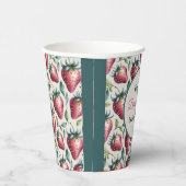 Berry Roze Groene Aardbei Naam Partij Papieren Bekers (Rechts)