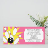 Berry roze Rolling Good Time Bowling Party Kaart (Staand voorkant)