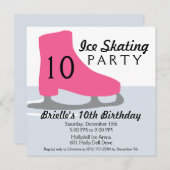 Berry roze Schaats Date Ice Skating Birthday Party Kaart (Voorkant / Achterkant)