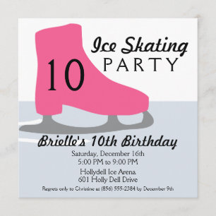 Berry roze Schaats Date Ice Skating Birthday Party Kaart