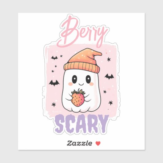 Berry Scary Cute Ghost Halloween  Sticker (Vel)