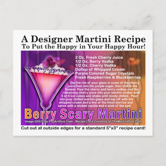Berry Scary Halloween Martini Recept Briefkaart (Voorkant)