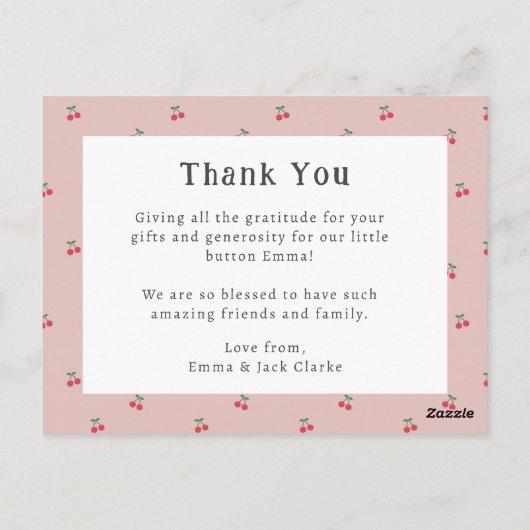 Berry schattig geboorte aankondiging kaart met fot (Achterkant)