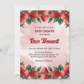 Berry Schattig Strawberry Baby shower Invitation Kaart (Voorkant)