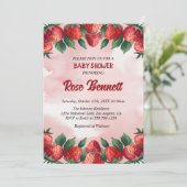 Berry Schattig Strawberry Baby shower Invitation Kaart (Staand voorkant)
