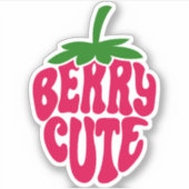 Berry Schattige Aardbei gesneden vinyl Stickers (Voorkant)