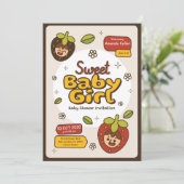 Berry Schattige Baby Girl Shower Uitnodiging (Staand voorkant)