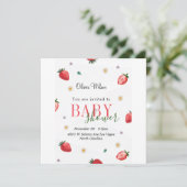 Berry Schattige Baby shower: Aardbeienvelden voor  Save The Date (Staand voorkant)