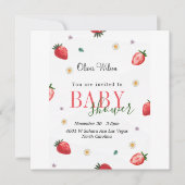 Berry Schattige Baby shower: Aardbeienvelden voor Save The Date (Voorkant)