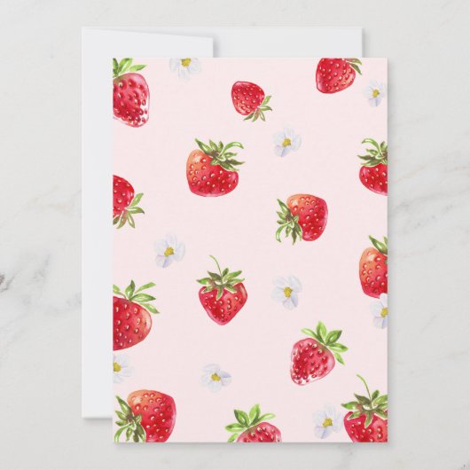 Berry Schattige Bash Strawberry 1e verjaardagsuitn Kaart (Achterkant)