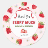 Berry Schattige Bedankt 1e verjaardag Sticker (Voorkant)