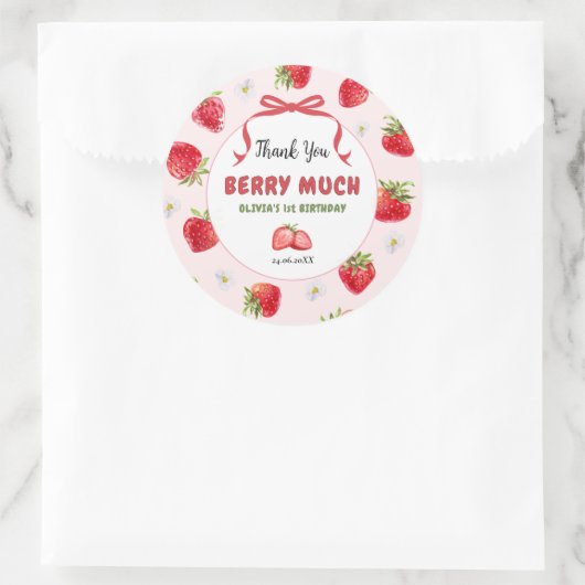 Berry Schattige Bedankt 1e verjaardag Sticker (Tas)