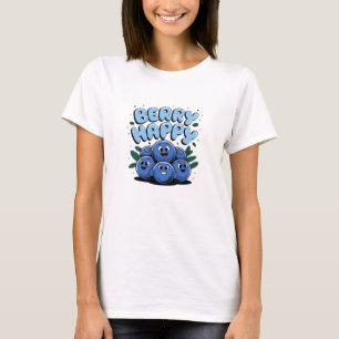 Berry Schattige Blueberry-thema grafische kaart T-shirt