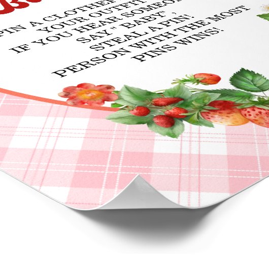 Berry Schattige Pink Gingham Dont Say Baby Game Poster (Hoek)