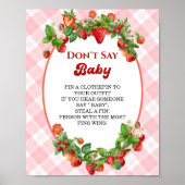 Berry Schattige Pink Gingham Dont Say Baby Game Poster (Voorkant)