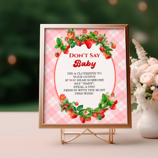 Berry Schattige Pink Gingham Dont Say Baby Game Poster