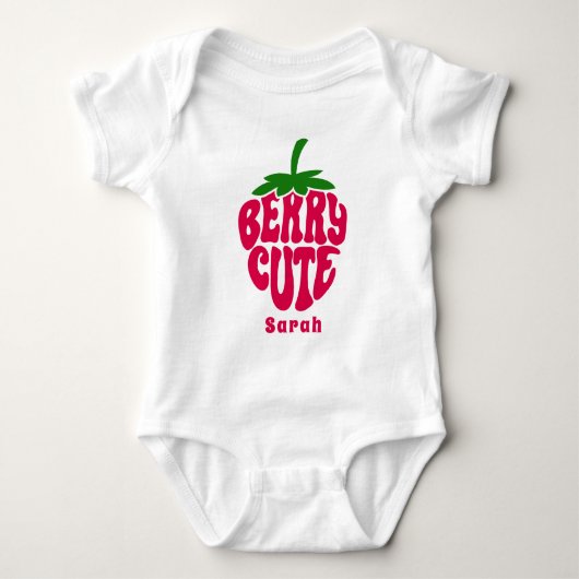 Berry Schattige Strawberry Gepersonaliseerd naam Romper (Voorkant)