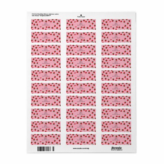 Berry Schattige Strawberry Retouradres Label (Full Sheet)