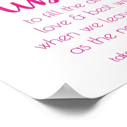 Berry Script | Bubble send-off Wedding Favor Sign Poster (Hoek)