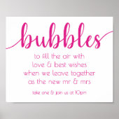 Berry Script | Bubble send-off Wedding Favor Sign Poster (Voorkant)