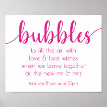 Berry Script | Bubble send-off Wedding Favor Sign