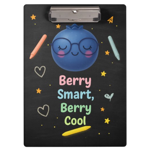 Berry Smart, Berry Cool Schattige schoolbord Klemb Klembord (Voorkant)