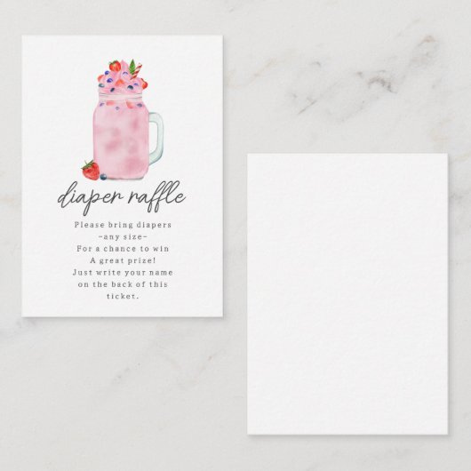 Berry Smoothie Baby shower Diaper Raffle Informatiekaartje (Voorkant / Achterkant)