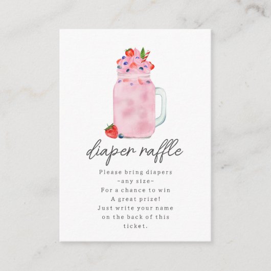 Berry Smoothie Baby shower Diaper Raffle Informatiekaartje (Voorkant)